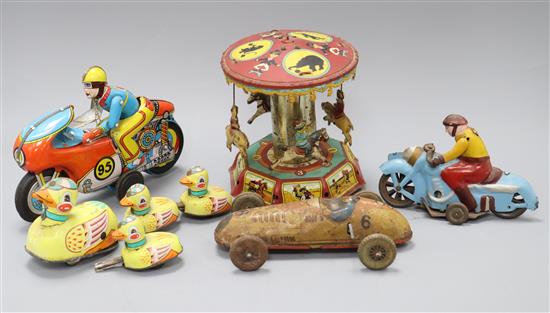 Five tinplate toys